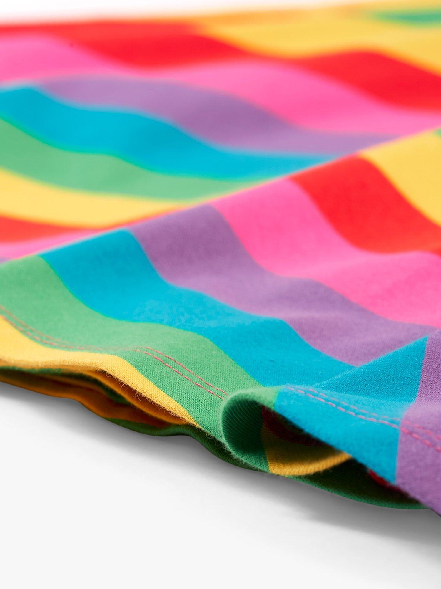 Product image 5 of 5, which shows Frugi Baby Little Sunshine Rainbow Stripe Skater Dress, Multi, 9-12 months