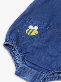 Frugi Baby Cadgwith Organic Cotton Romper Outfit, Chambray - view 2, Chambray