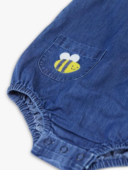 Frugi Baby Cadgwith Organic Cotton Romper Outfit, Chambray - view 2, Chambray