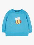 Frugi Baby Switch Easy On Bee Applique Organic Cotton Jumper, Beluga Blue