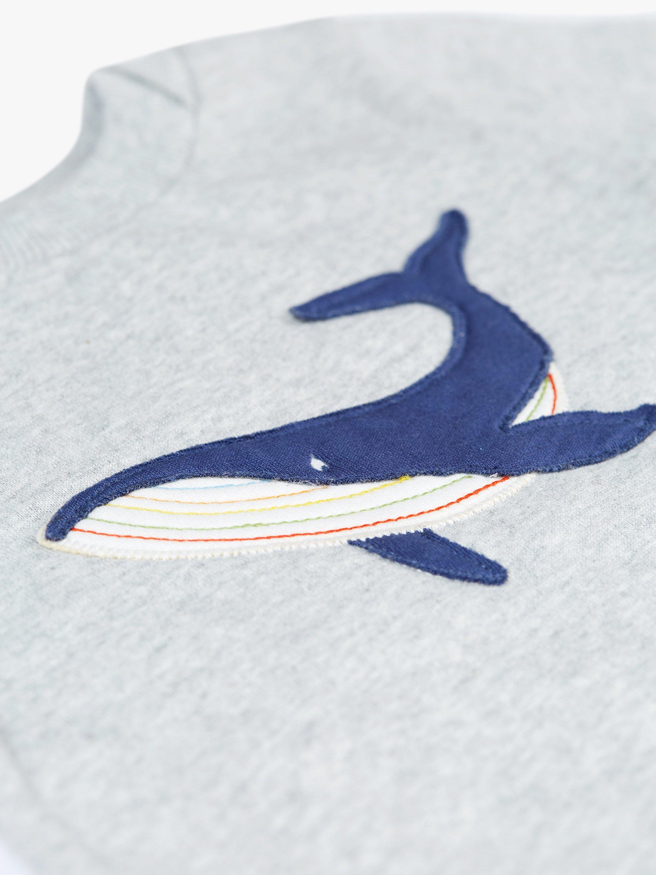 Product image 2 of 3, which shows Frugi Baby Whale Organic Cotton Switch Easy On Jumper, Grey Marl, 6-9 months