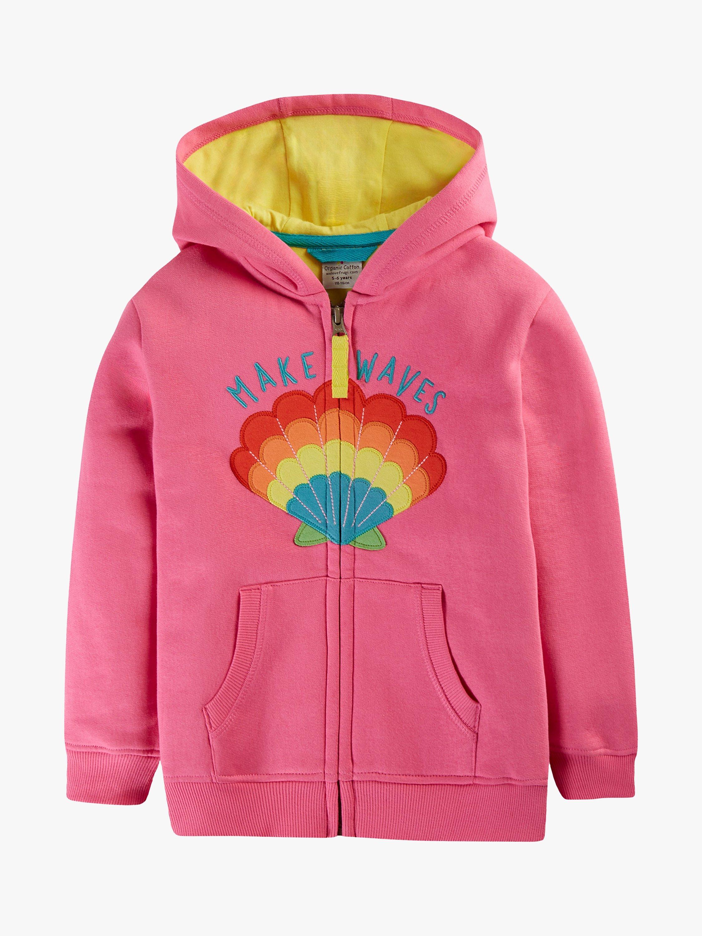 Product image 2 of 3, which shows Frugi Baby Organic Cotton Little Switch Carbis Hoodie, Hibiscus/Shell, 0-3 months