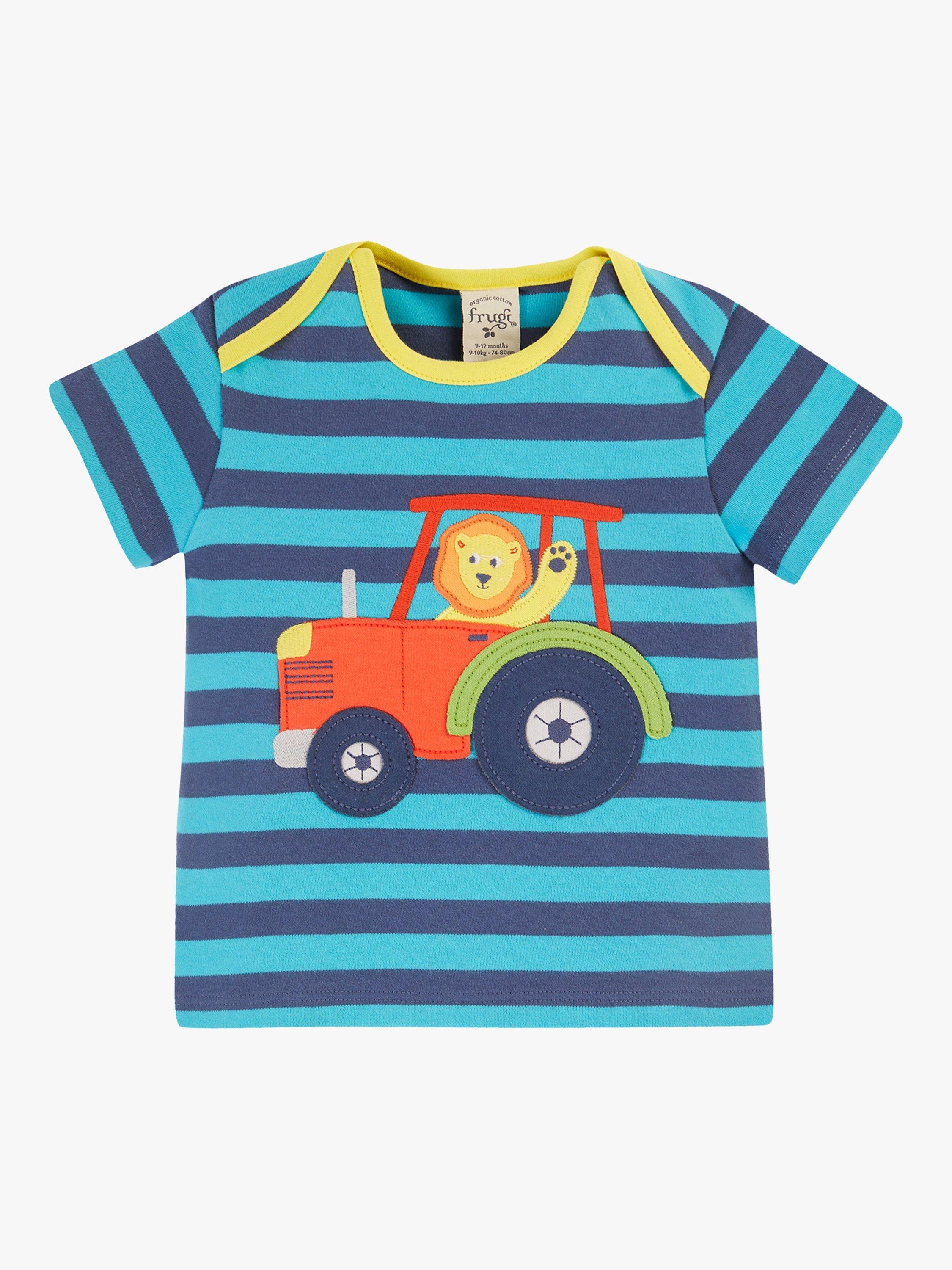 Frugi Baby Bobster Applique & Stripe Organic Cotton T-shirt, Multi