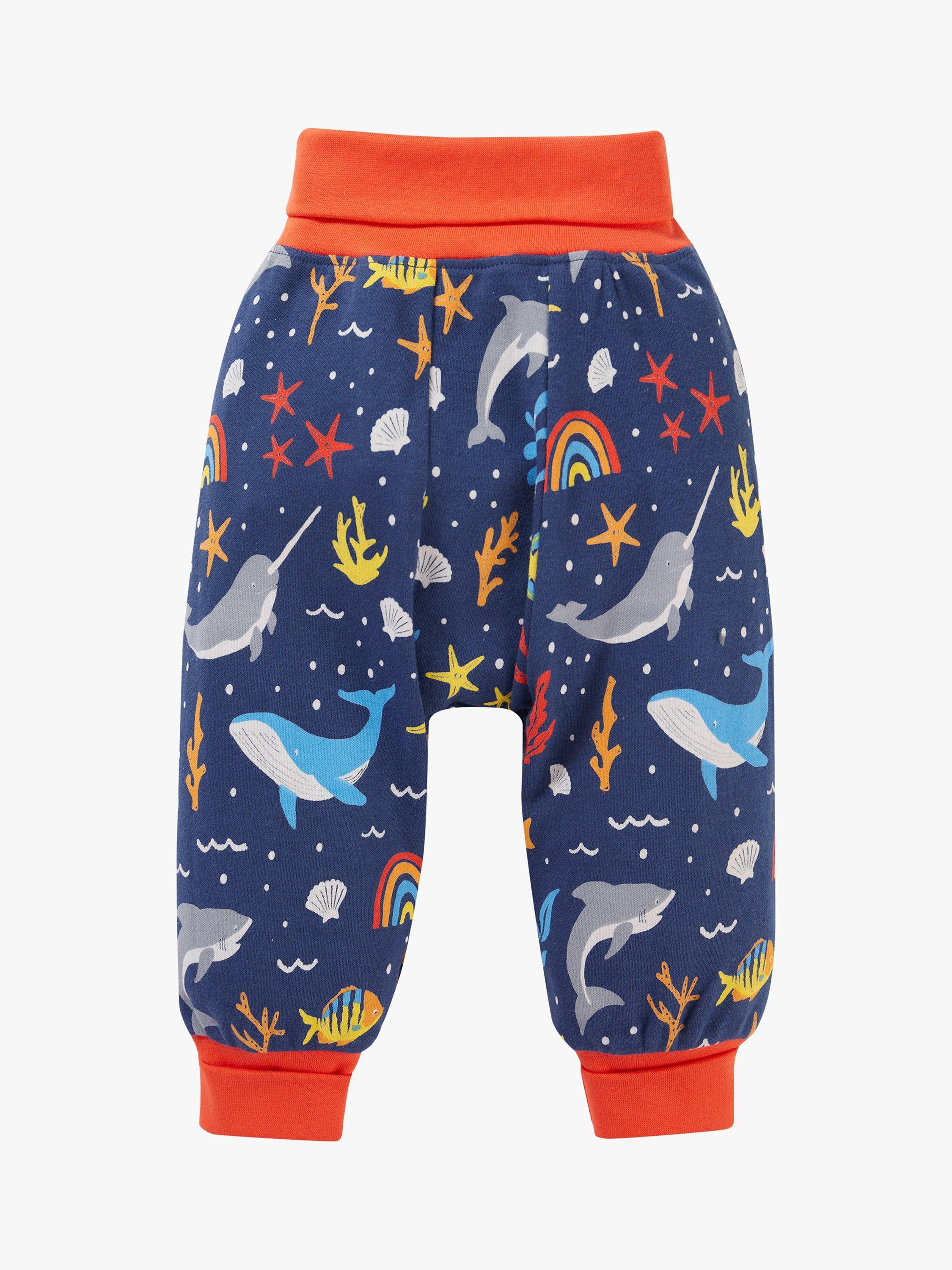 Frugi Baby Parsnip Rainbow Sea Organic Cotton Joggers, Multi