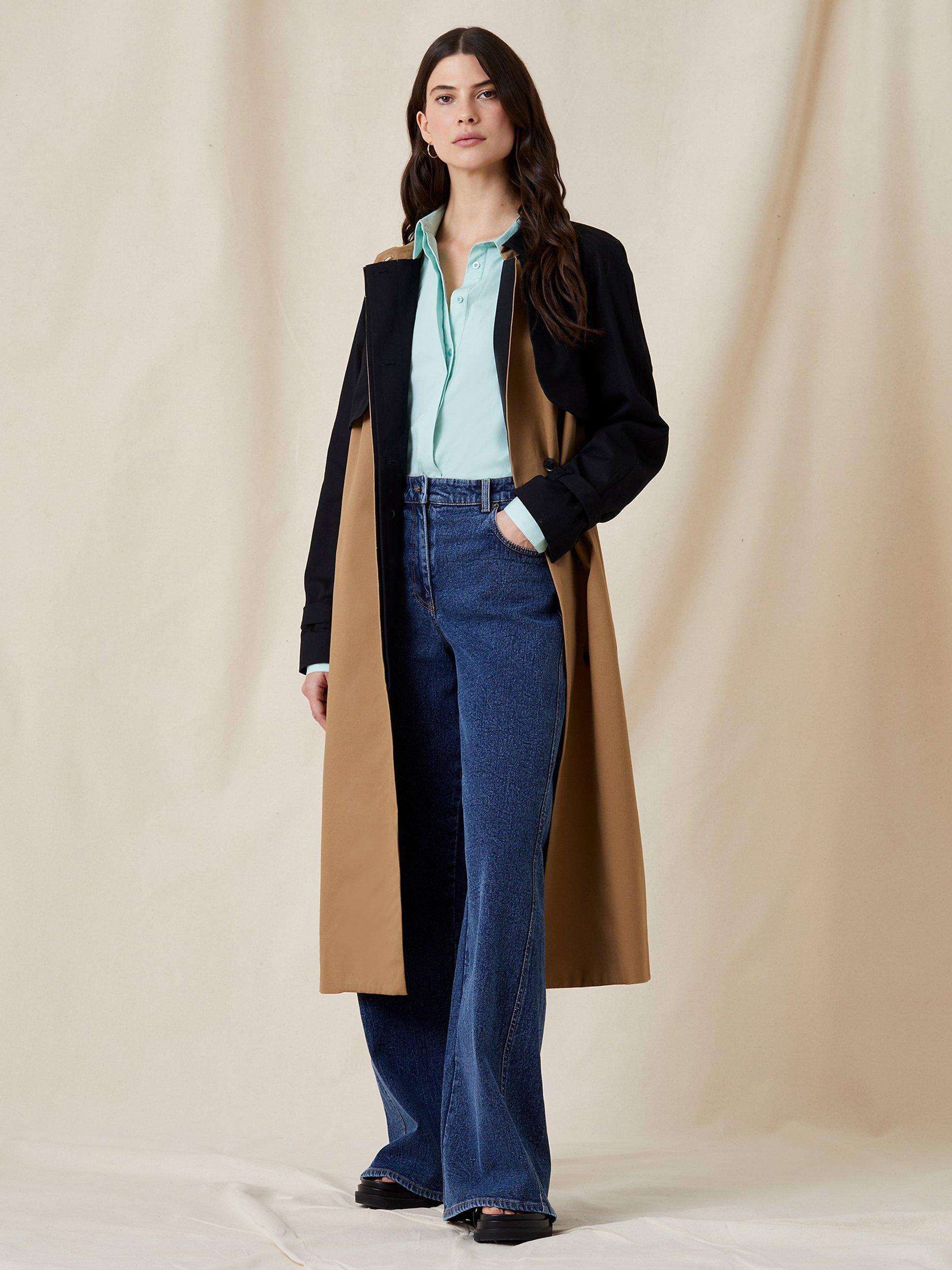 Great Plains Spring Cotton Trench Coat Dark Sand Black