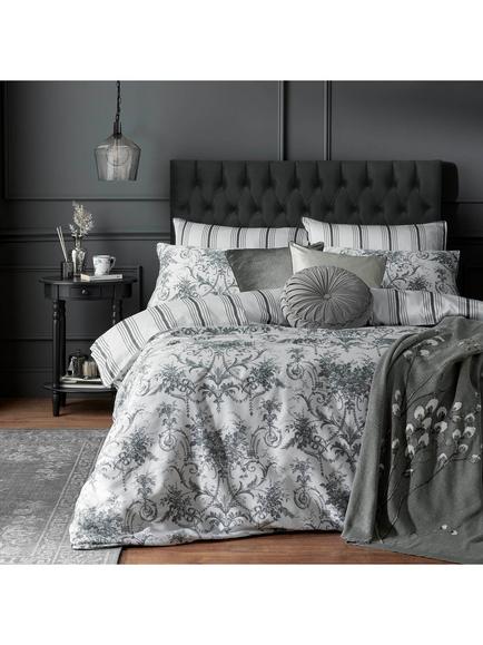 Laura Ashley Tuileries Reversible 200 Thread Count Duvet Cover Set, Charcoal