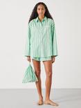 HUSH Adair Oversized Shirt and Shorts Pyjama Set, Green/Pink