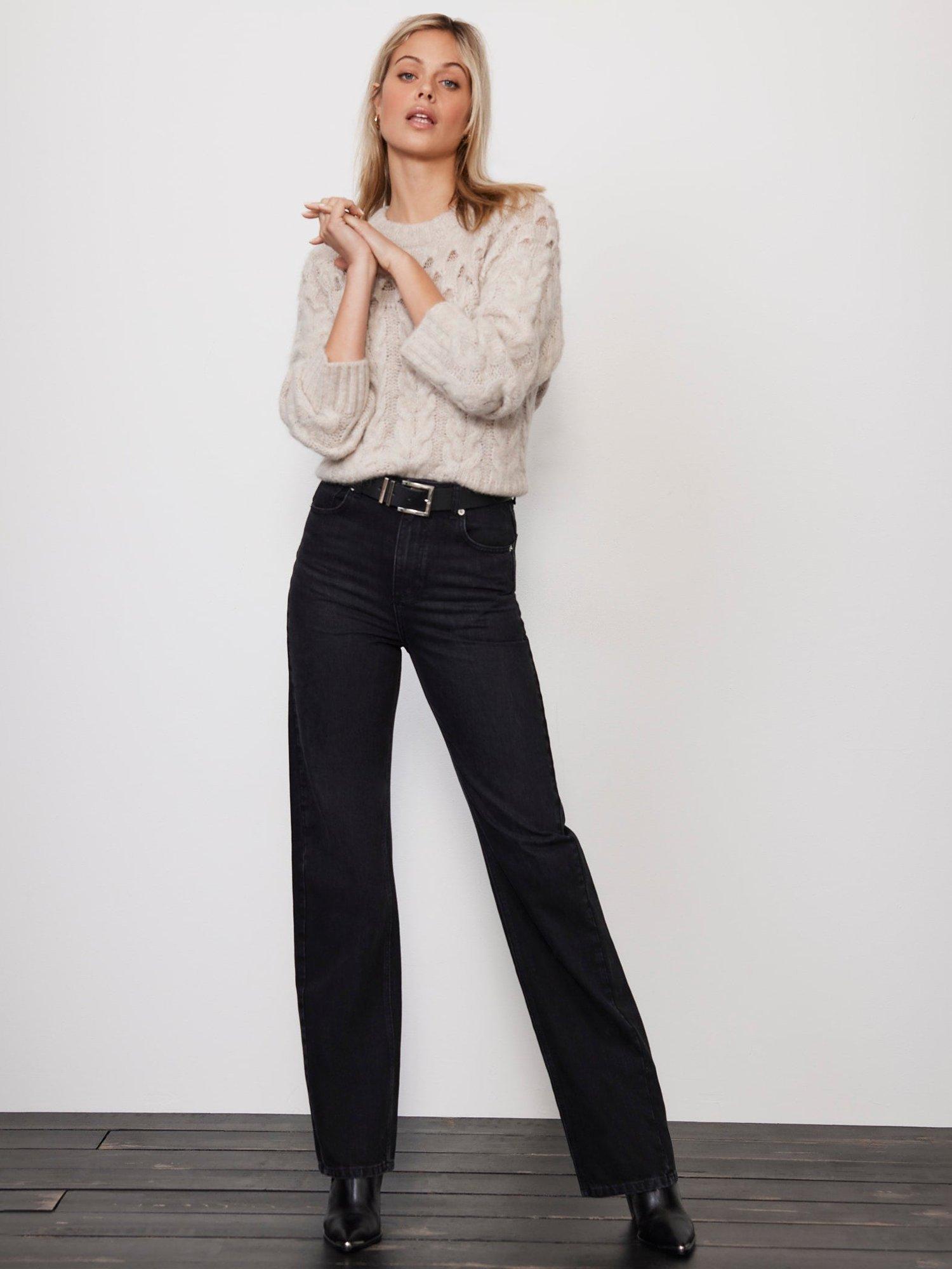 Mint Velvet Twisted Seam Wide Leg Jeans, Black