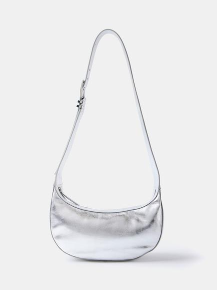 Mint Velvet Leather Swing Bag, Silver, Silver
