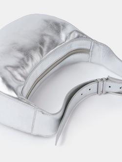 Mint Velvet Leather Swing Bag, Silver - view 2, Silver
