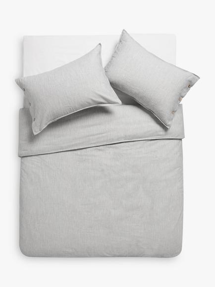 John Lewis Scandi Check Pure Cotton Weave Bedding, Navy