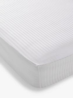 John Lewis Soft and Silky Satin Stripe 400 Thread Count Fitted Sheets, White