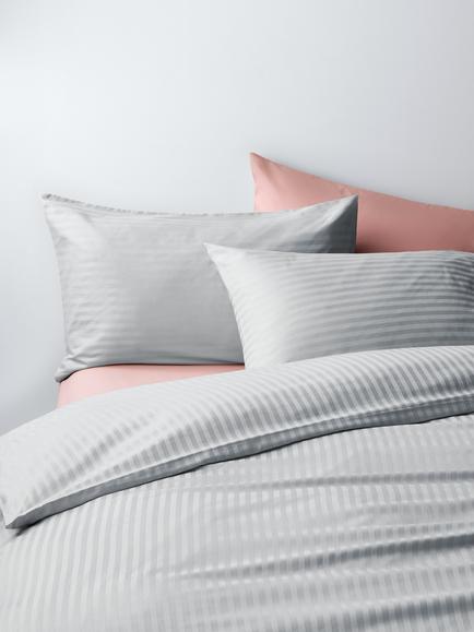 John Lewis Satin Stripe Pure Cotton Sateen Duvet Cover set, 400 Thread Count, Grey/Multi