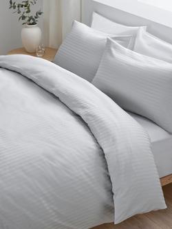 John Lewis Soft and Silky Satin Stripe 400 Thread Count Duvet Cover Set - view 2, Grey/Multi