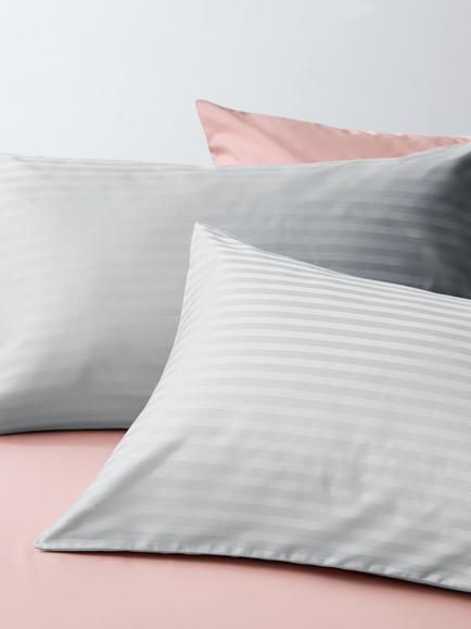 John Lewis Satin Stripe Pure Cotton Sateen Duvet Cover set, 400 Thread Count - view 2, Grey/Multi