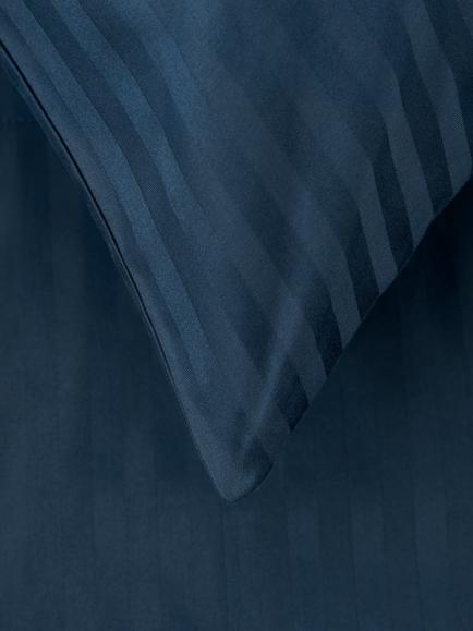 John Lewis Satin Stripe Pure Cotton Sateen Duvet Cover set, 400 Thread Count - view 2, Navy