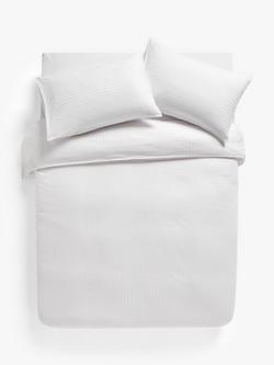 John Lewis Soft and Silky Satin Stripe 400 Thread Count Duvet Cover Set, White