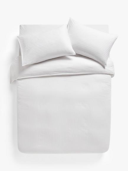 John Lewis Satin Stripe Pure Cotton Sateen Duvet Cover set, 400 Thread Count, White