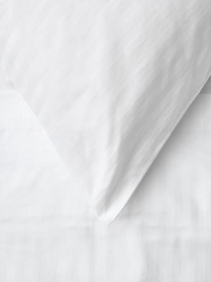 John Lewis Satin Stripe Pure Cotton Sateen Duvet Cover set, 400 Thread Count - view 2, White