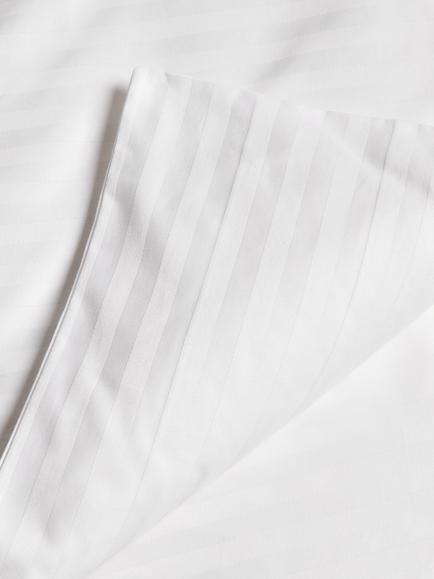 John Lewis Satin Stripe Pure Cotton Sateen Duvet Cover set, 400 Thread Count - view 2, White