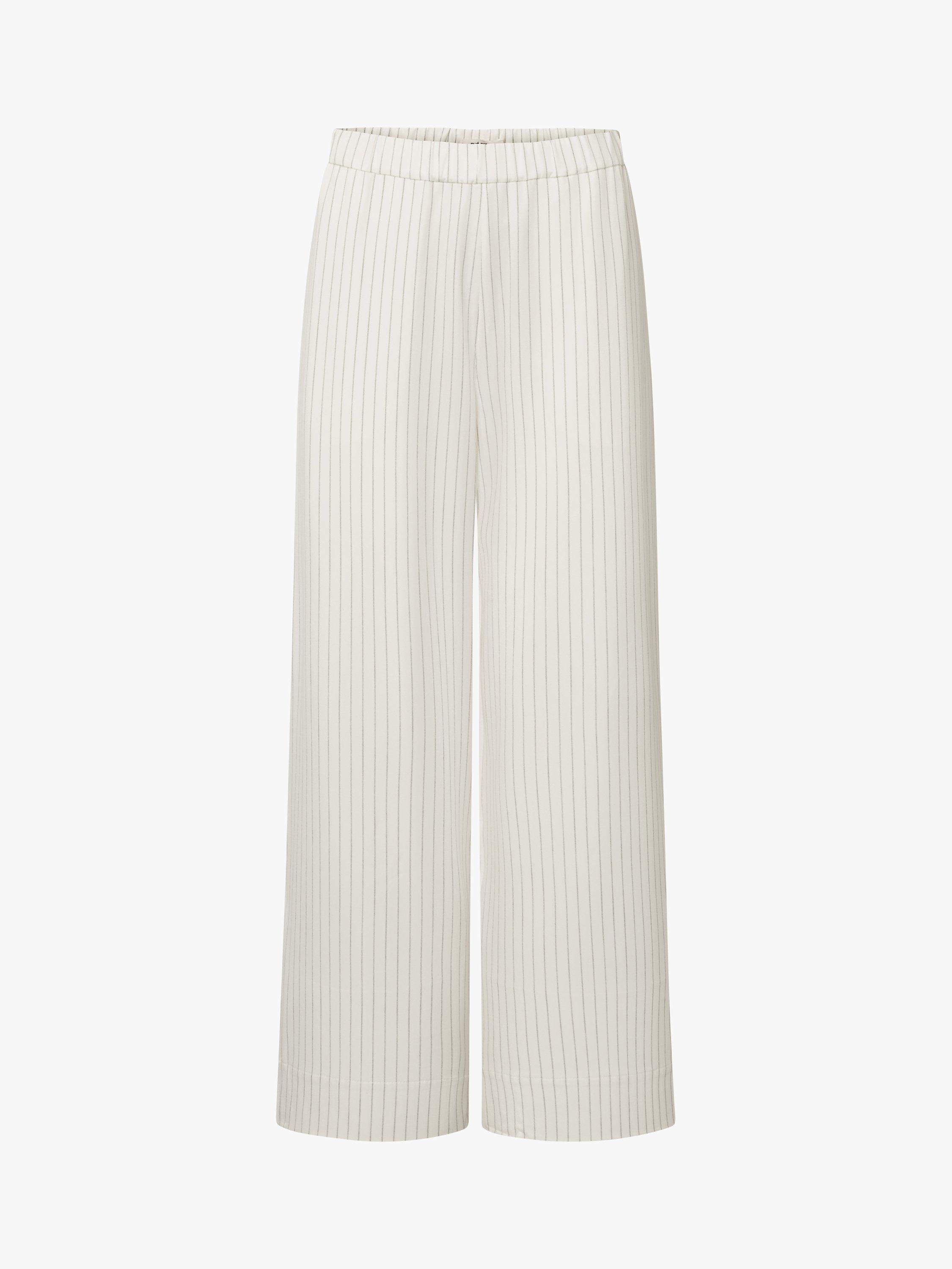 nué notes Jefferson Striped Wide Leg Trousers, Egret, 8