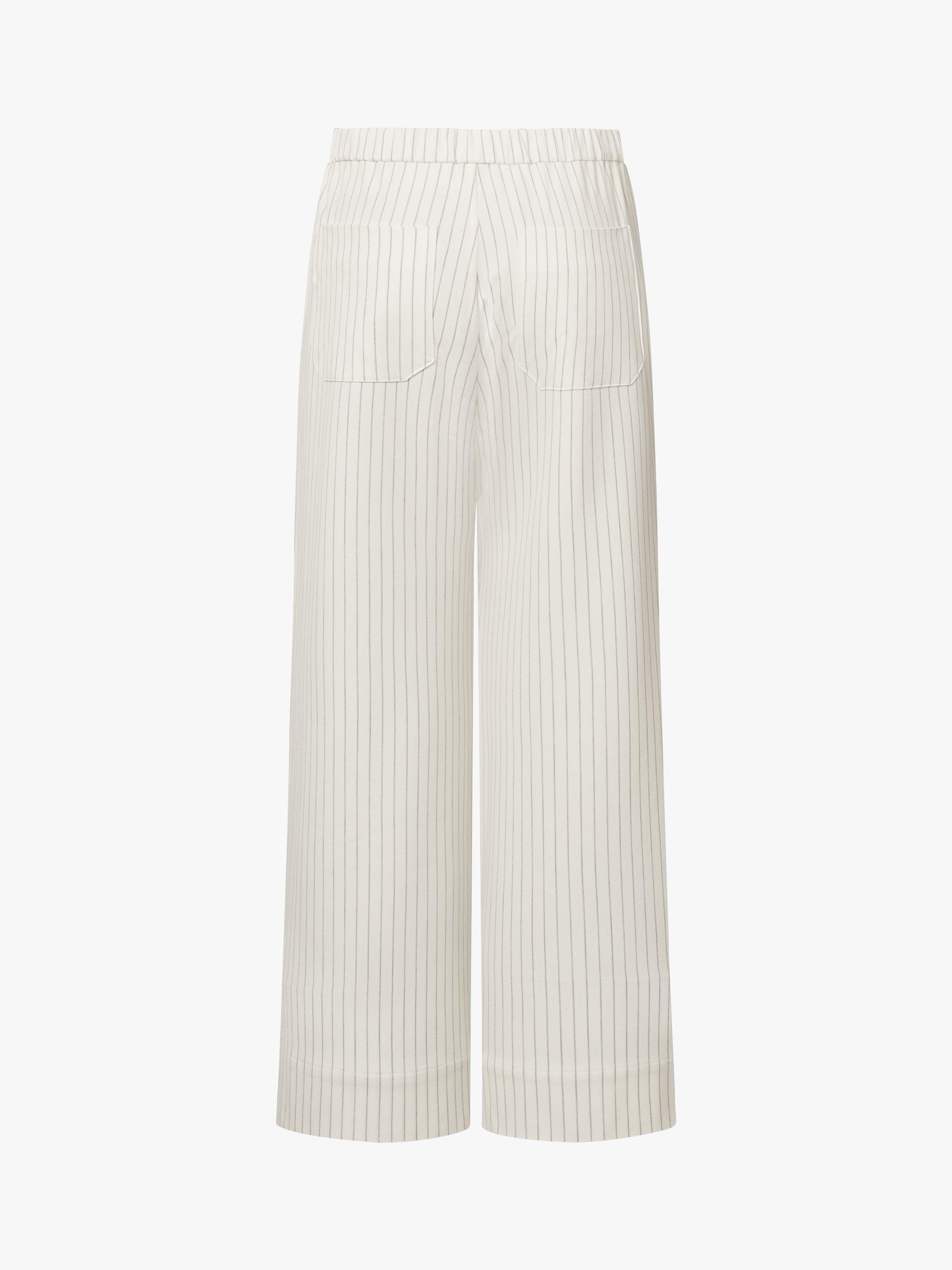 nué notes Jefferson Striped Wide Leg Trousers, Egret, 8