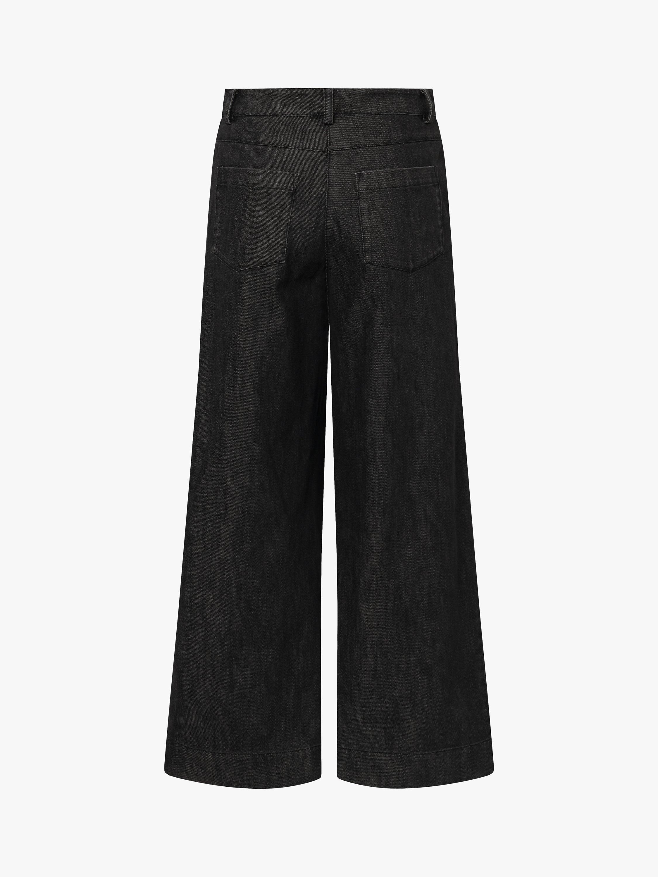 nué notes Russel Wide Leg Denim Trousers, Charcoal Grey, 8