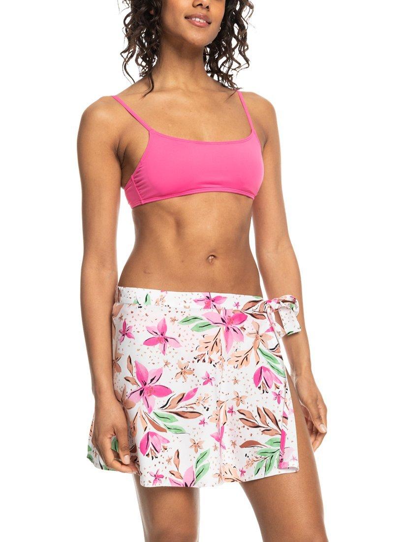 Roxy Tropical Print Mini Sarong Skirt, White/Multi