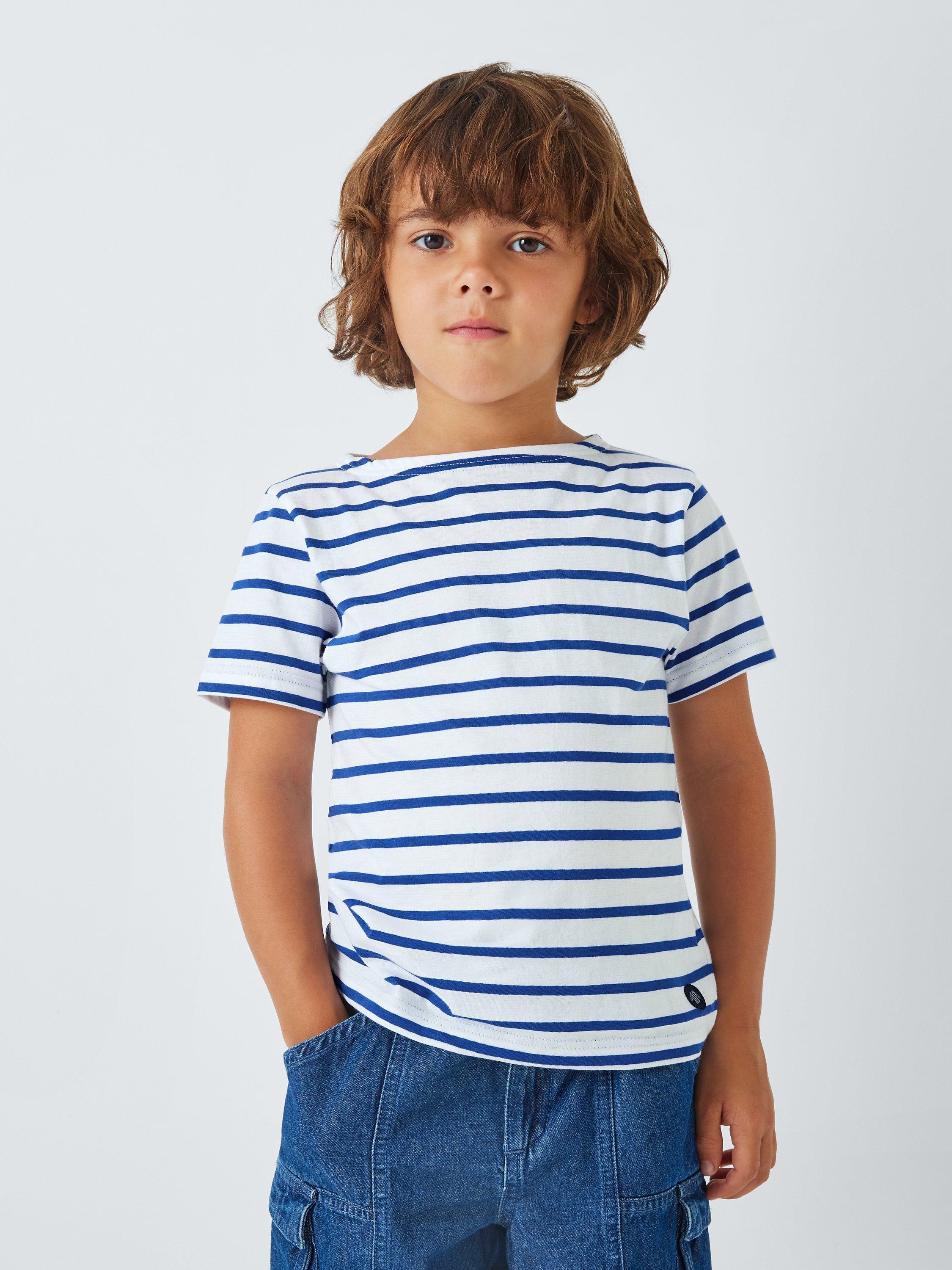 Armor Lux Kids' Short Sleeve Stripe T-Shirt, Blue/White, 8 years