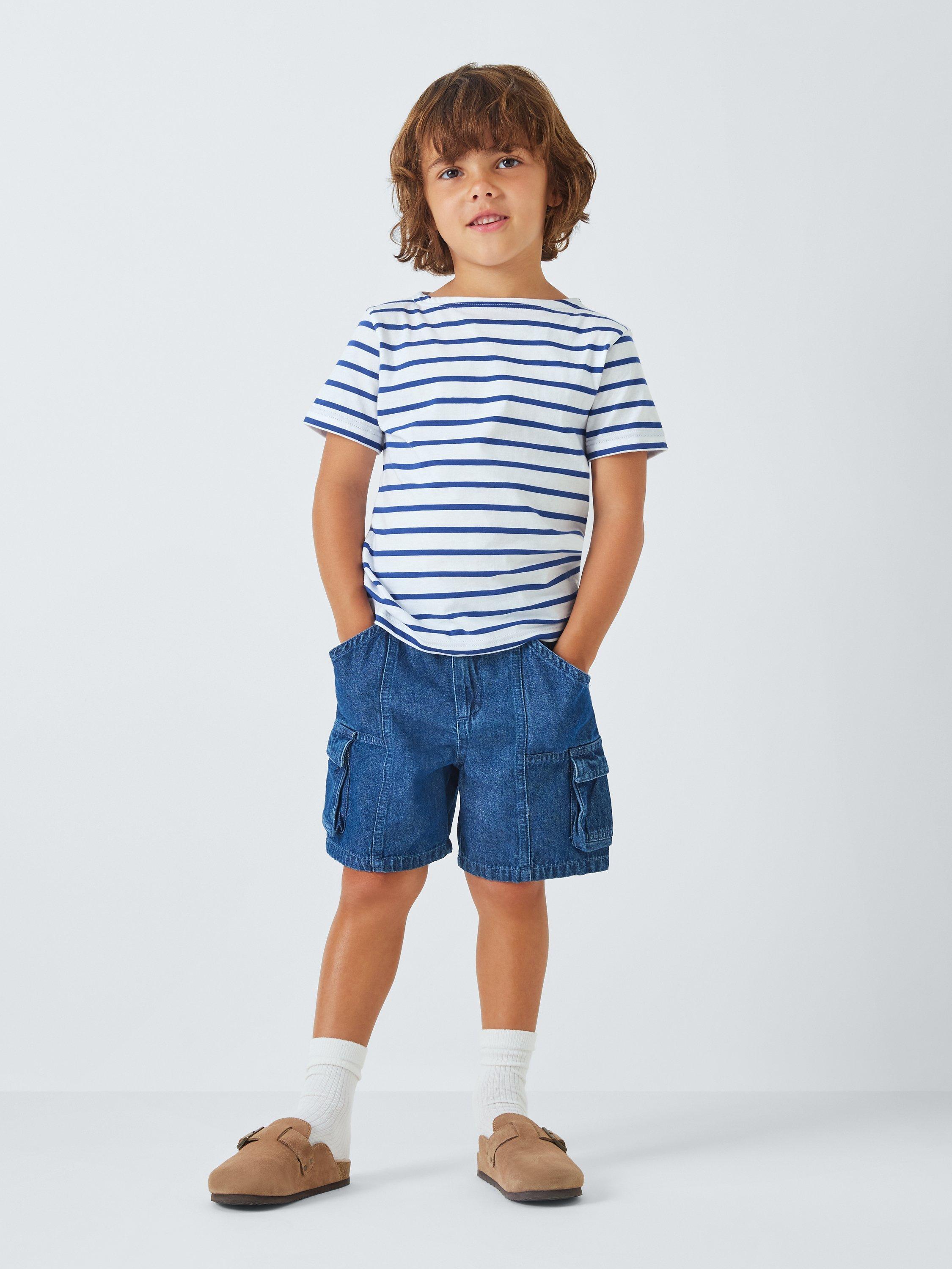 Armor Lux Kids' Short Sleeve Stripe T-Shirt, Blue/White, 8 years