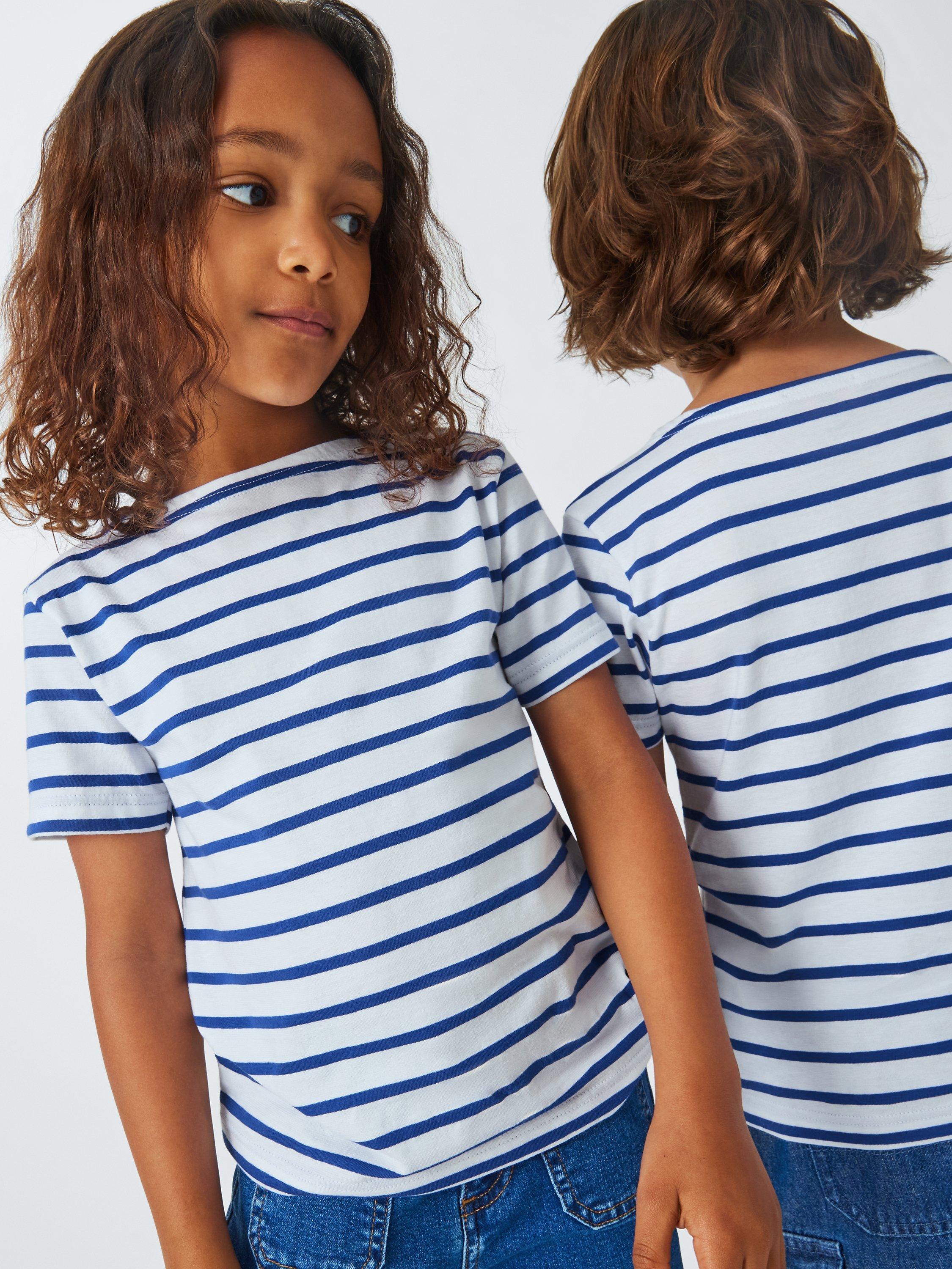 Armor Lux Kids' Short Sleeve Stripe T-Shirt, Blue/White, 8 years