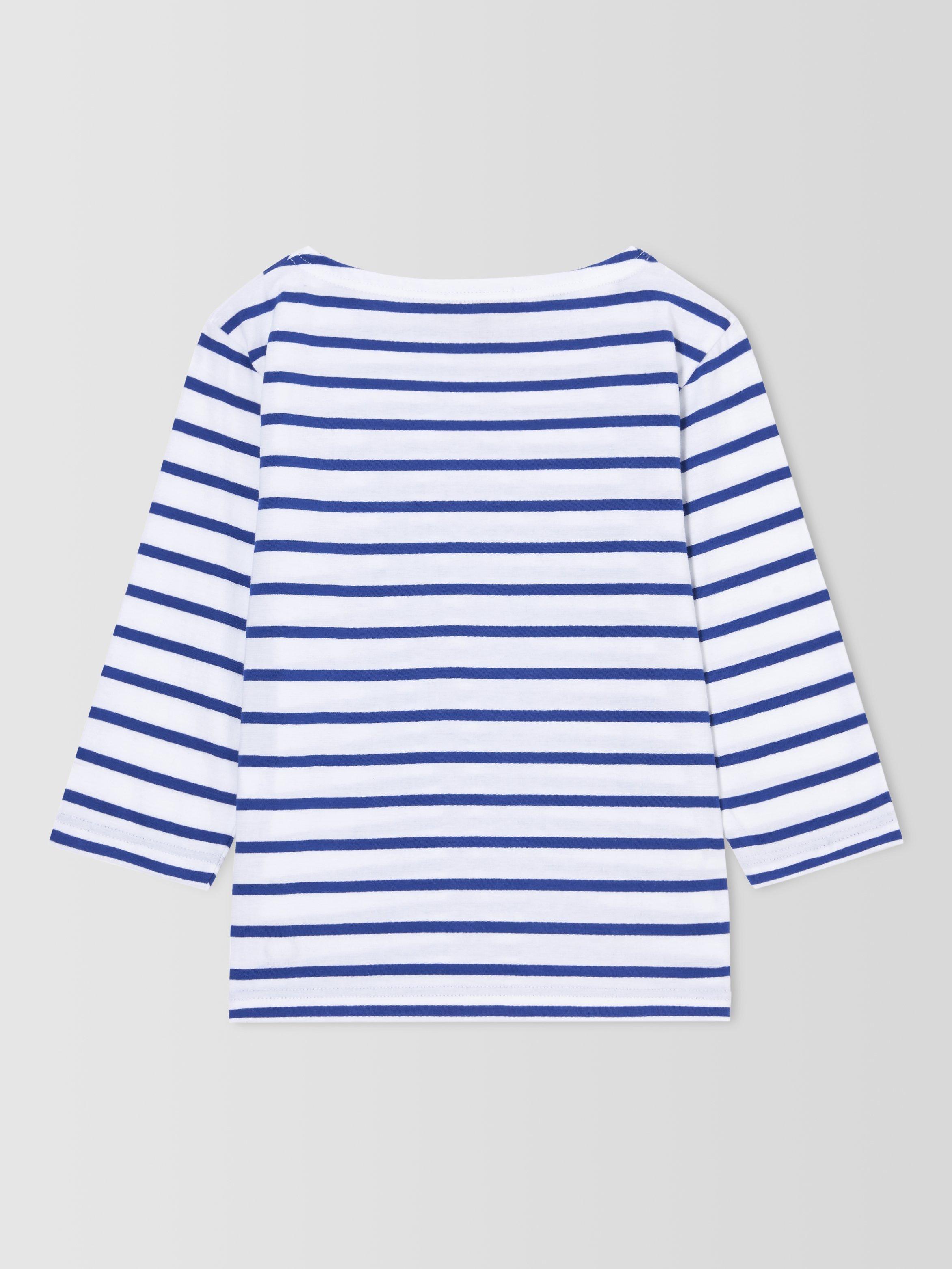 Product image 7 of 10, which shows Armor Lux Kids' Long Sleeve 3/4 Stripe Top, Blue/White, 4 years