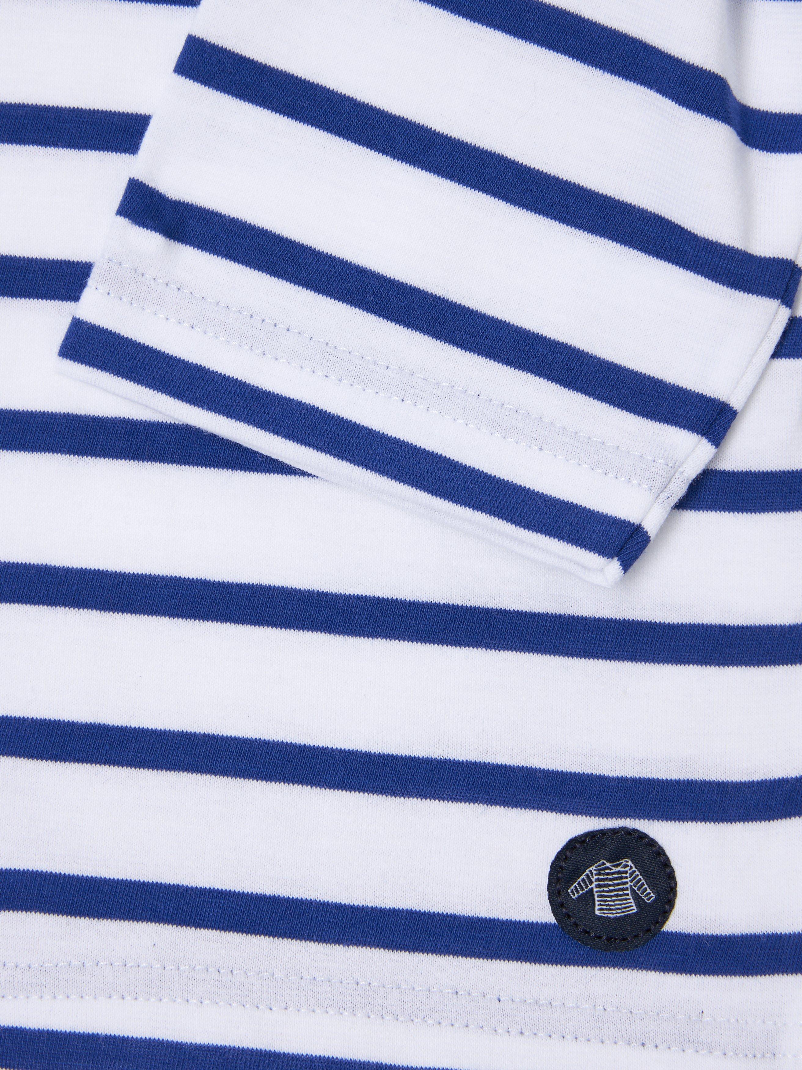Product image 10 of 10, which shows Armor Lux Kids' Long Sleeve 3/4 Stripe Top, Blue/White, 4 years