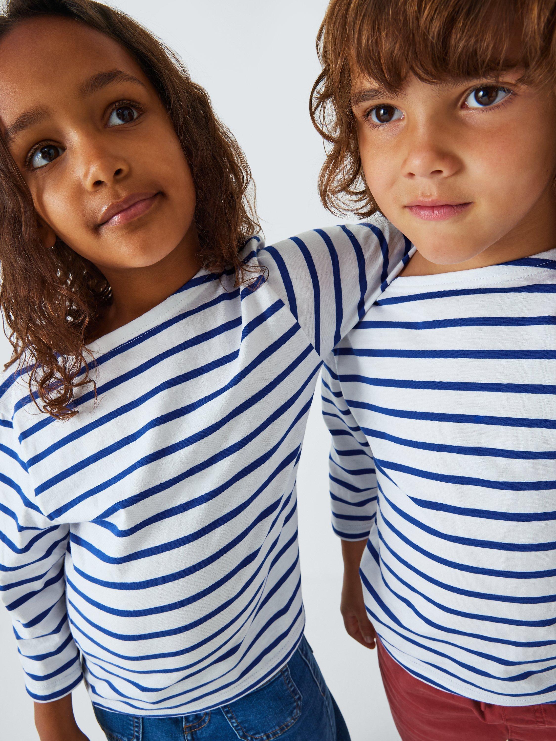 Product image 3 of 10, which shows Armor Lux Kids' Long Sleeve 3/4 Stripe Top, Blue/White, 4 years