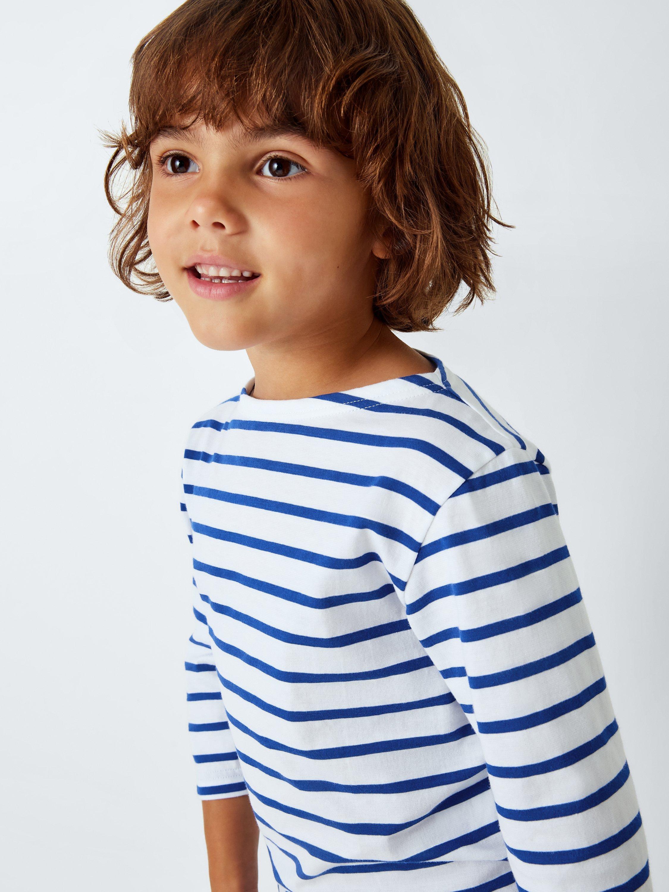 Product image 8 of 10, which shows Armor Lux Kids' Long Sleeve 3/4 Stripe Top, Blue/White, 4 years