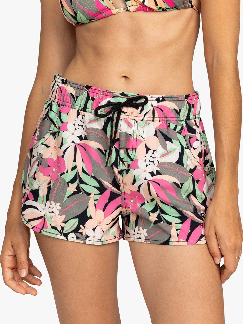 Roxy Palm Print Wave Board Shorts, Anthracite/Multi