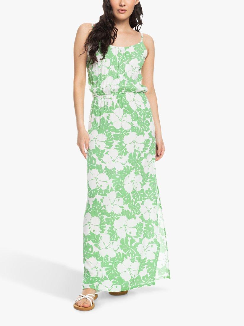 Roxy Rainbow Floral Print Beach Maxi Dress, Zephyr Green