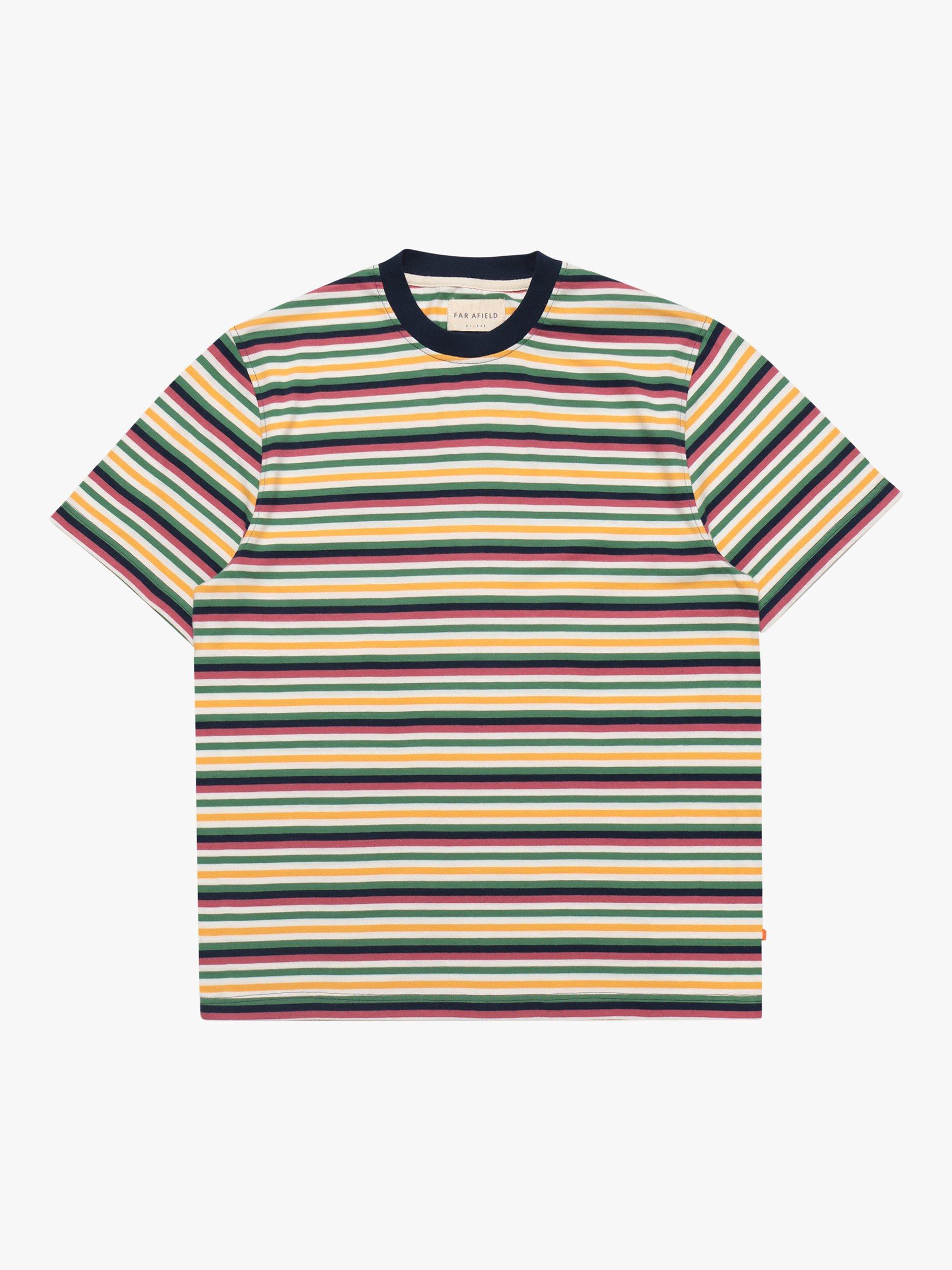 Far Afield Striped Organic Cotton Crew Neck T-Shirt, Multi