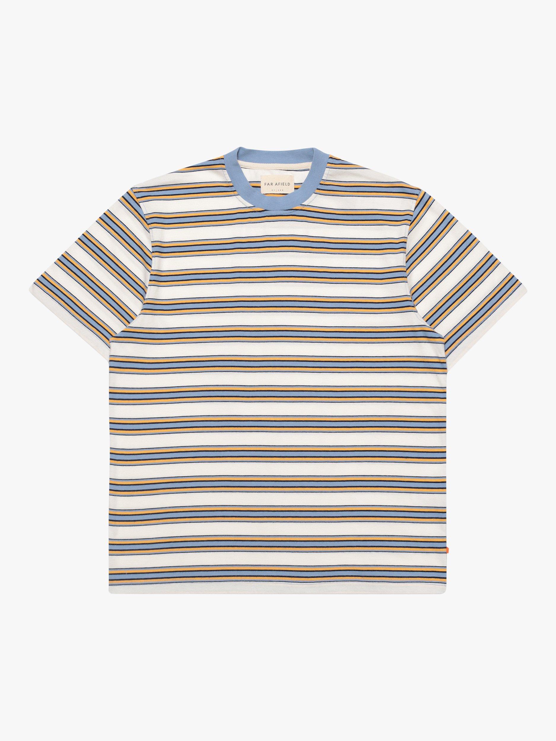 Far Afield Crew Neck Striped T-Shirt, Blue/Multi