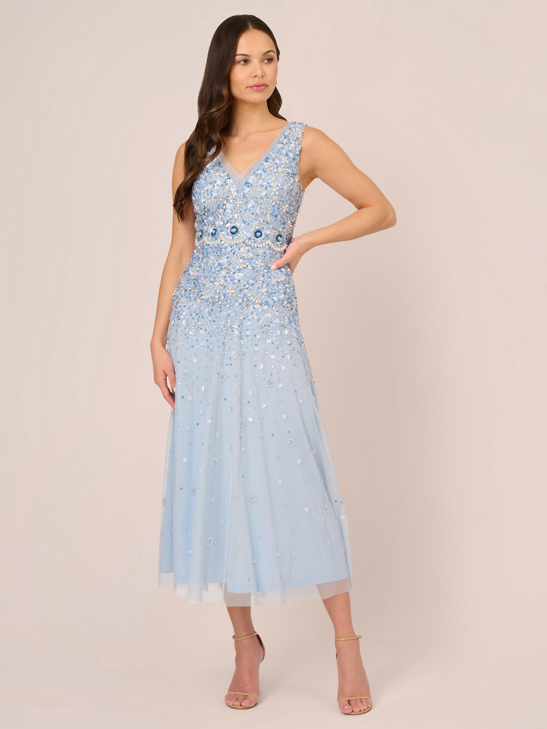 Adrianna papell sleeveless beaded tulle gown best sale