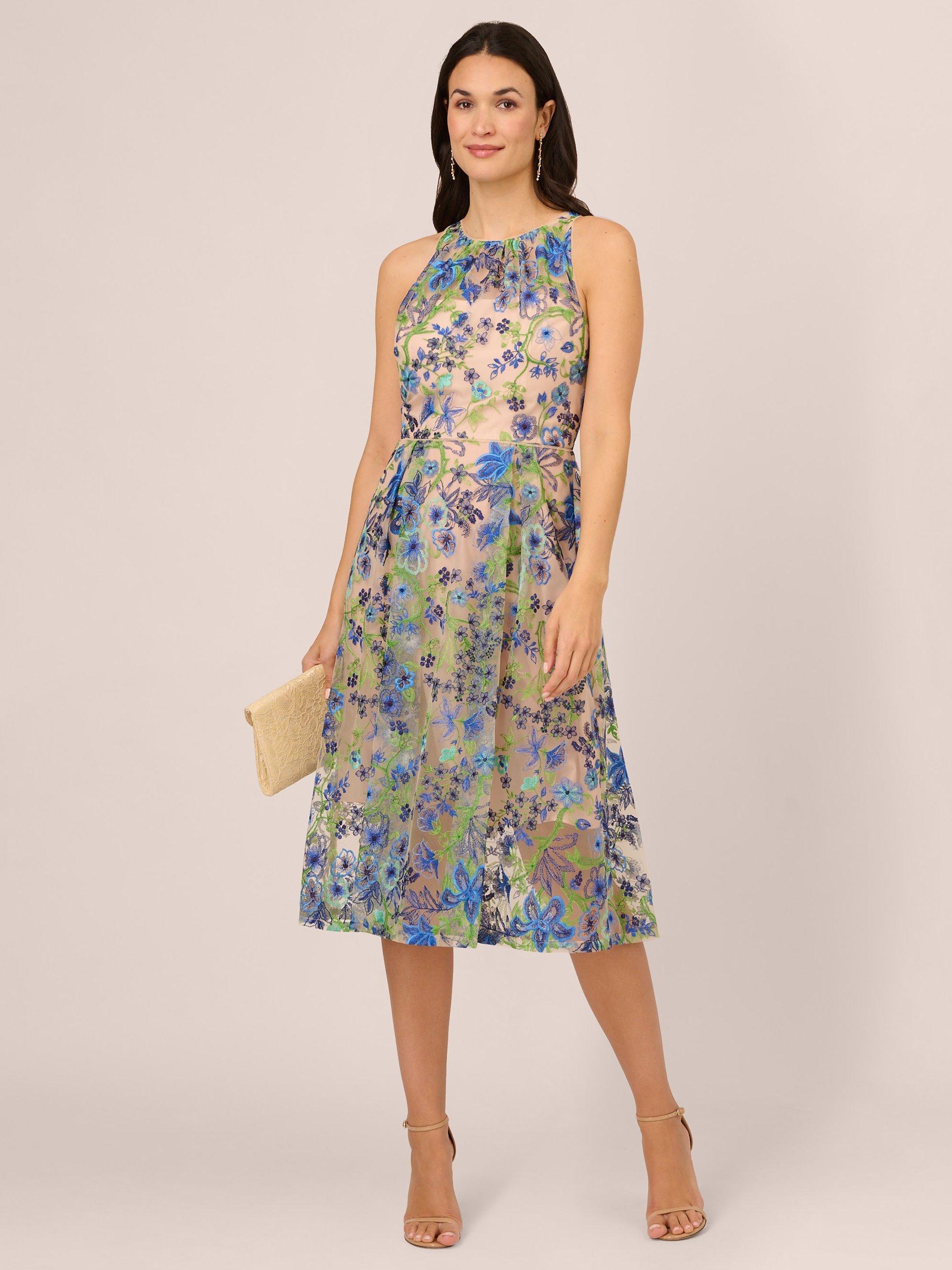 Embroidered fit and flare dress hotsell