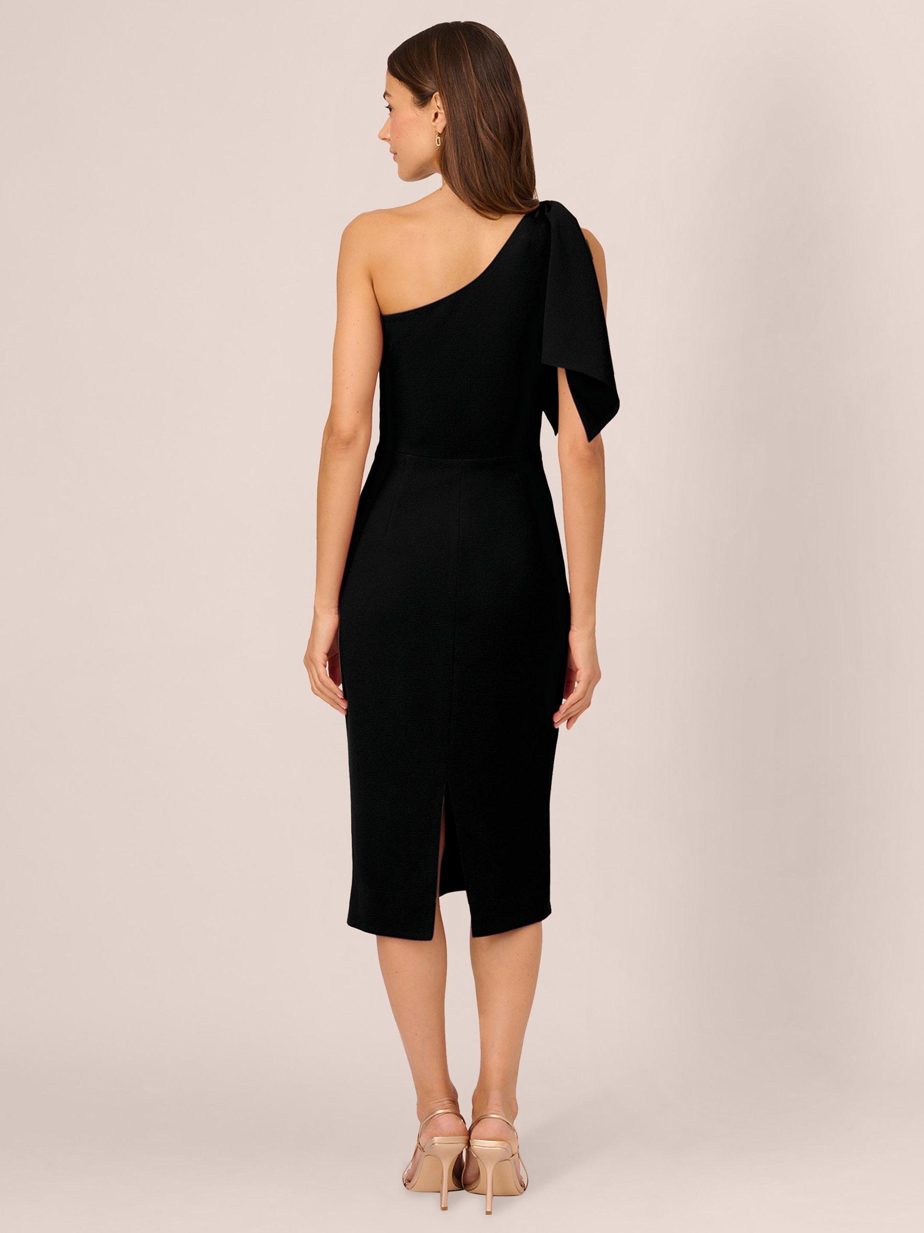 Product image 2 of 7, which shows Adrianna Papell One Shoulder Bow Midi Dress, Black, 12