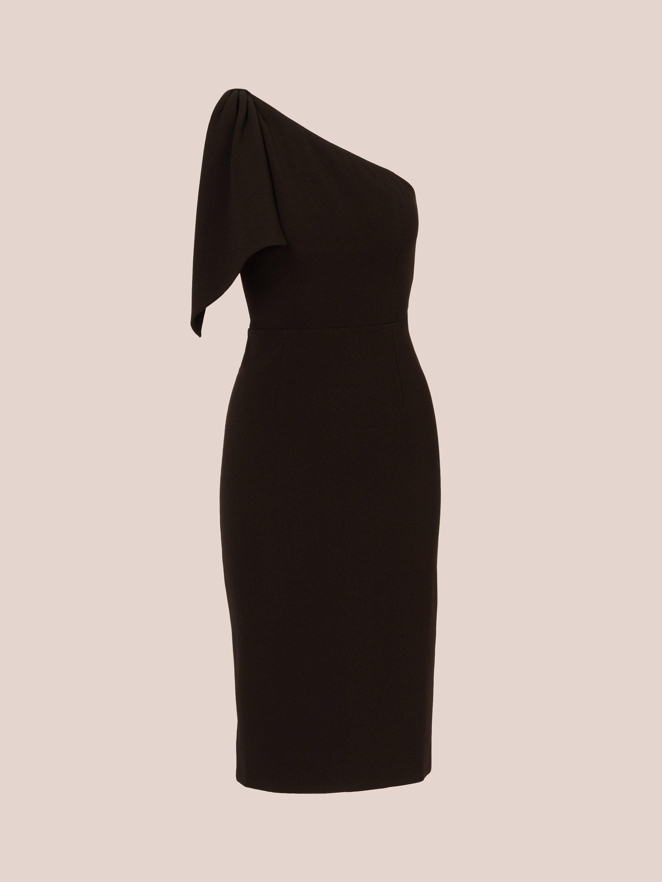 Product image 6 of 7, which shows Adrianna Papell One Shoulder Bow Midi Dress, Black, 12
