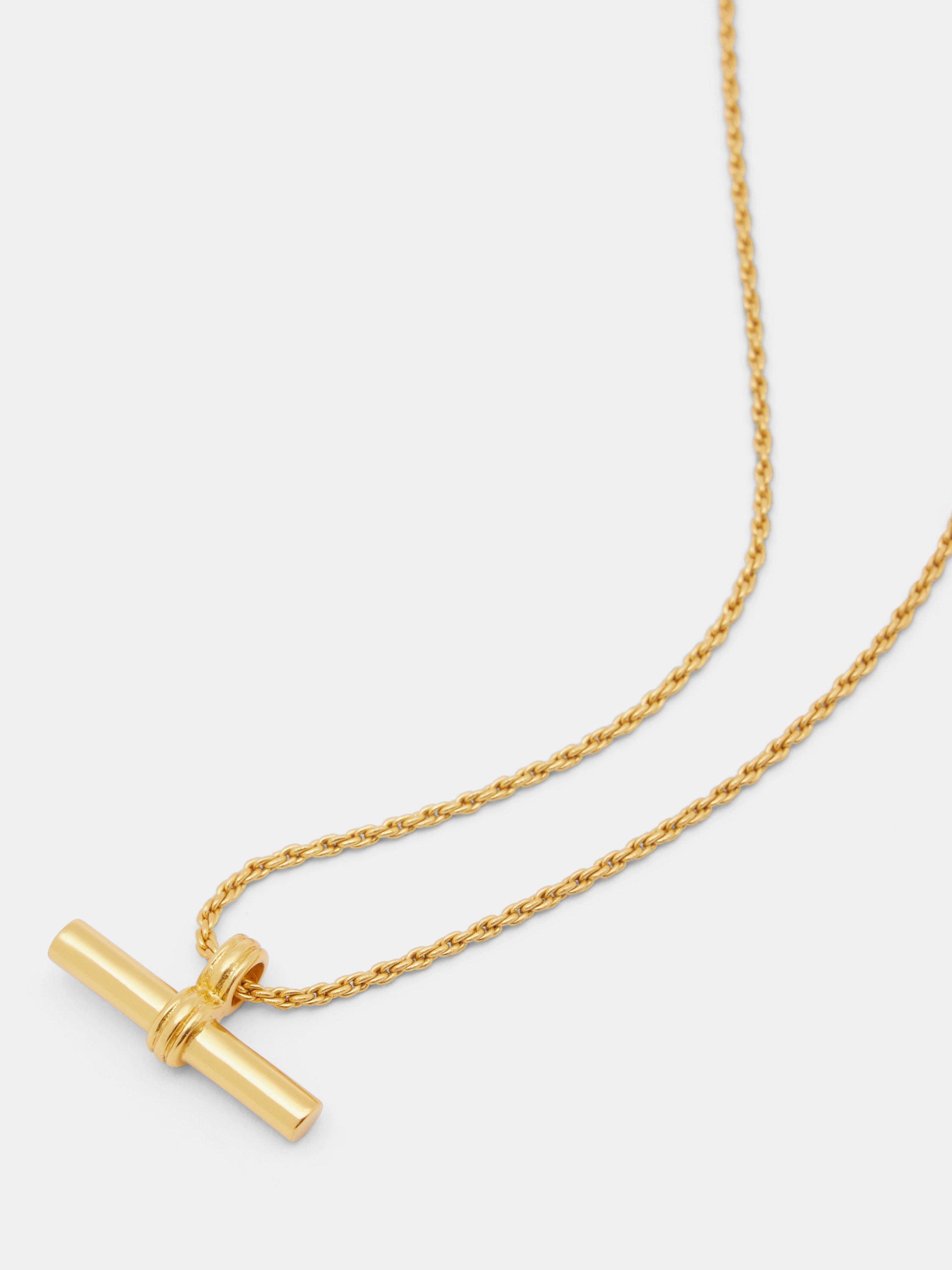 Product image 4 of 4, which shows HUSH Harlow T-Bar Pendant Necklace, Gold, One Size