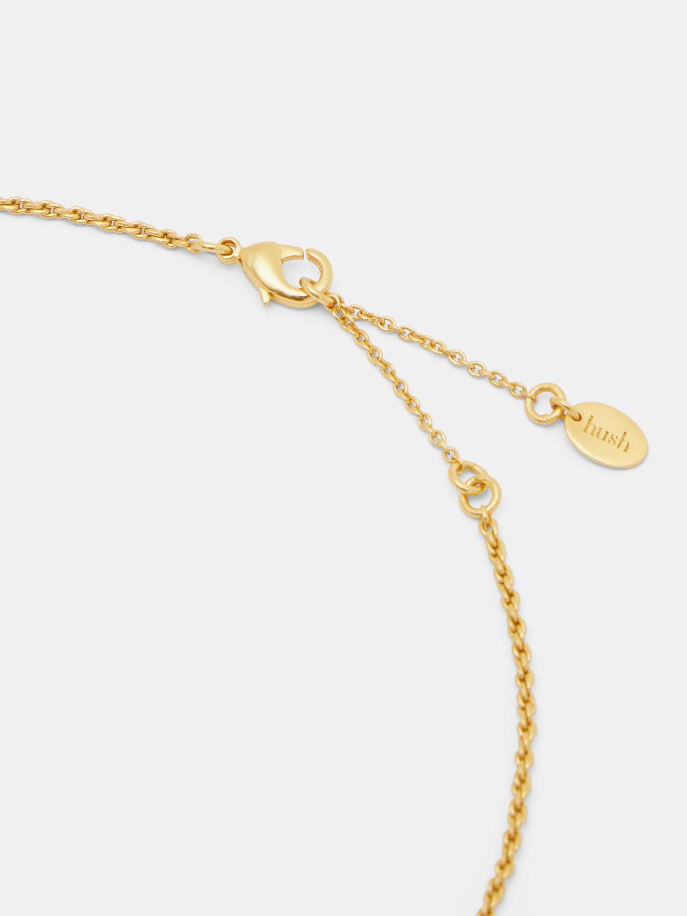 Product image 3 of 4, which shows HUSH Harlow T-Bar Pendant Necklace, Gold, One Size
