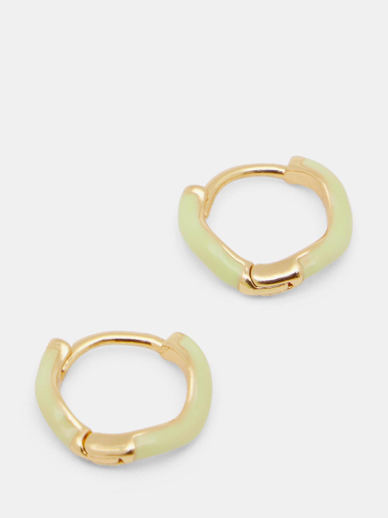 HUSH Fern Twist Enamel Hoop Earrings, Lime, One Size