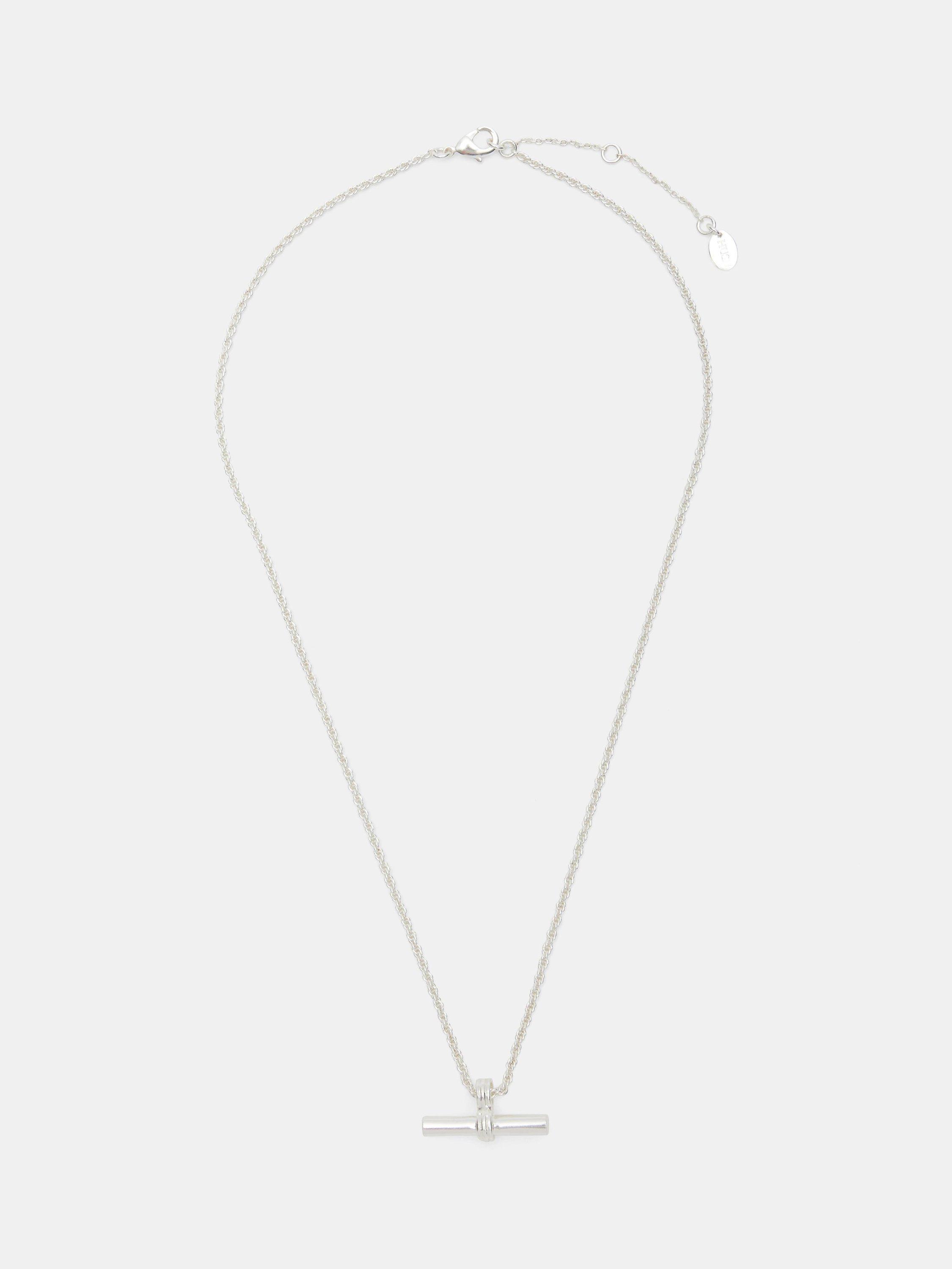 HUSH Harlow T-Bar Pendant Necklace, Silver