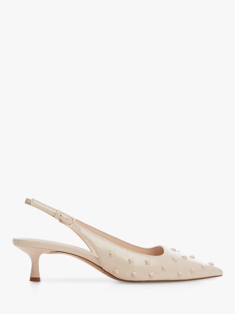Mango Tachi Studded Slingback Court Shoes, Off White