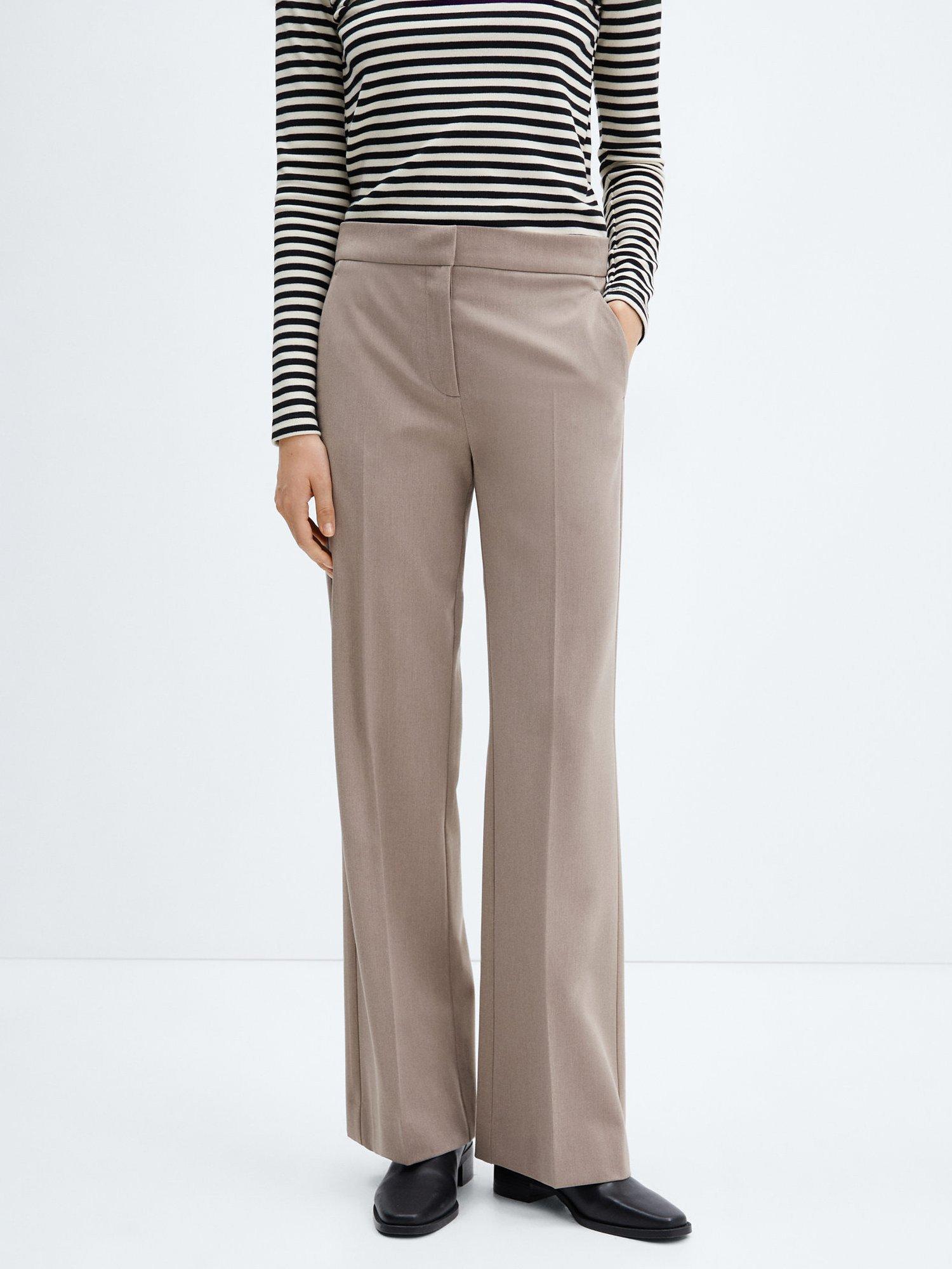 Mango Chloe Wide Leg Marbled Trousers, Medium Brown