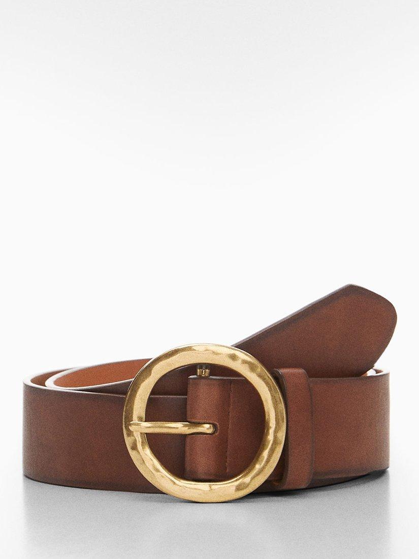 Mango Julie Round Buckle Belt, Brown